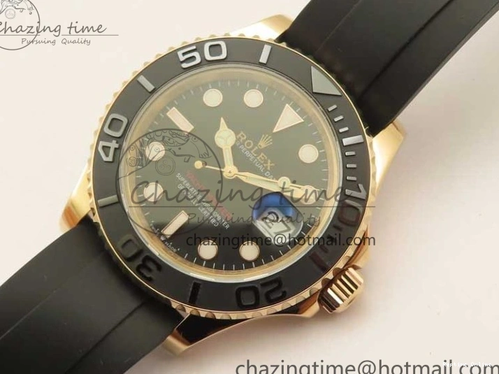 0405 Yacht-Master 126655 RG 3EF 1:1 Best Edition Black Ceramic Bezel on Black Rubber Strap VS Reliable 2488